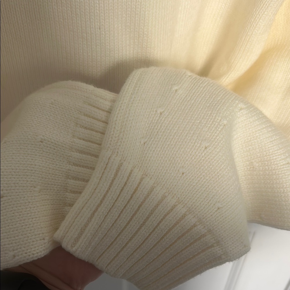 Talbots Cream Crew Neck Sweater with Lace Detail - Picture 8 of 8